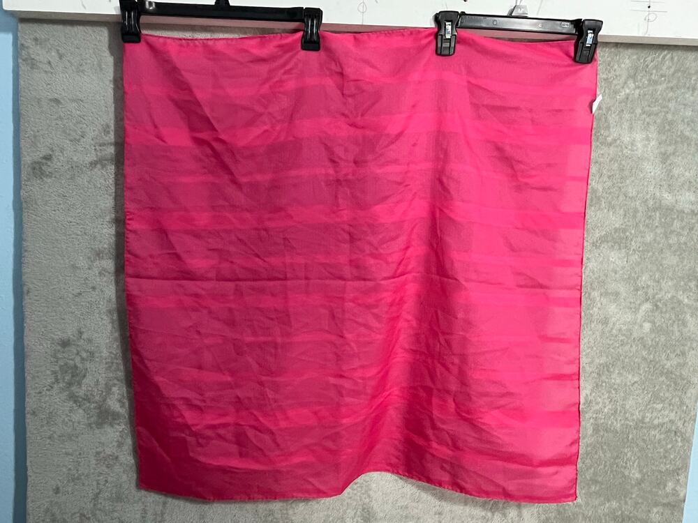 VTG Scarf Hot Pink Sheer Chiffon Stripes Polka Dots Italy 31x29 Barbie Resort